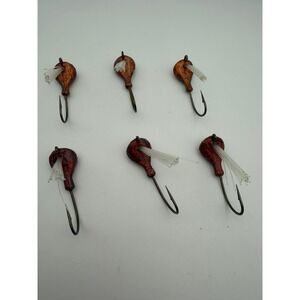 Handmade Weedless‎ Fishing Jig Heads Glitter Red Orange 6pc Set 0.74oz Lures
